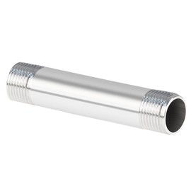 Quickun 304 Stainless Steel Pipe Fitting, 1/4" NPT x 1/4" NPT Male Malleable Nipple Cast Pipe 4" Length