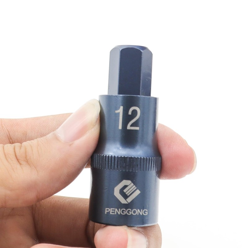 Juttzzei 1/2" Drive x H12 Hex Bit Socket, 12mm Allen