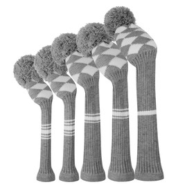Scott Edward Knitting Golf Club Head Covers Set of 5 Golf Club Headwear Driver Wood 1 Fairway Wood 2 and Hybrid Wood 2 with Rotating Club Number Tags