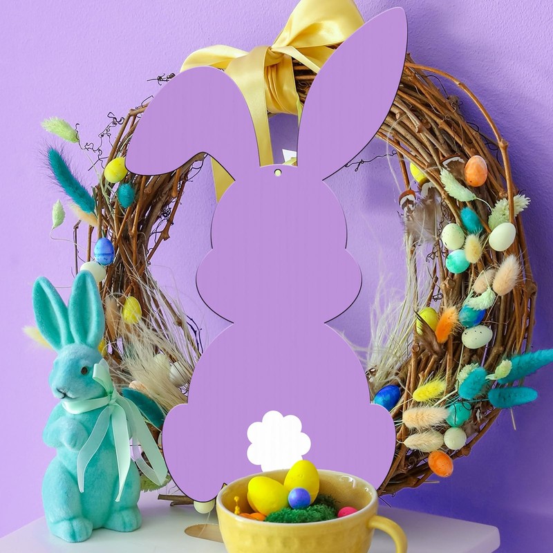 Easter Bunny Wooden Sign Easter Door Sign with String Easter