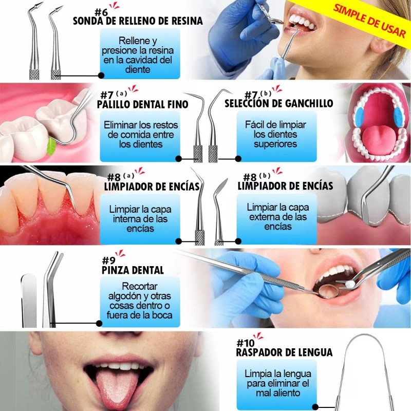 Herramientas De Limpieza Dental Quita Sarro Higiene Bucal 11