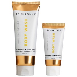 54 Thrones Cream Body Wash Duo (Ugandan Vanilla + Ethiopian Honey): Non-Stripping Butter Body Wash + Mini Non-Stripping Butter Cream Body wash