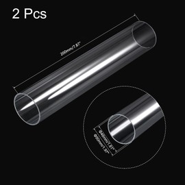 Recogwood 2Pcs Acrylic Pipe Clear Rigid Round Tube 46mm ID 50mm OD 200mm for Lamps and Lanterns, Water Cooling System