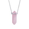 LuckyLy Collar para Mujer de Cuarzo Rosa, Cadena de Acero