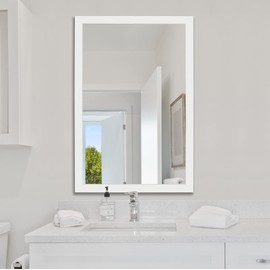 Ruomeng Rectangular Wall Mirror 24" x 36" for Bathroom, Bedroom, Entryway, Living Room, White