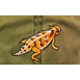 Horned Lizard Embroidered Cotton Cap Horny Toad Green