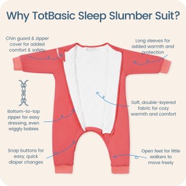 TOTBASIC Baby Sleep Sack with Feet 1.0 TOG, Premium Soft Long Sleeve Sleeping Bag for 15-24 Months Babies Boys Girls(Apple Blossom)