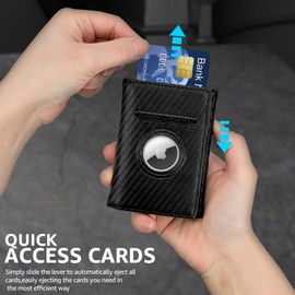 Airtag Wallet for Men, RFID Blocking Credit Card Holder with Zip Coin Pocket, Trifold Slim Wallet (Black)