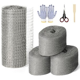Steel Wool Mice Control, 3 Pack 2.75"*11.5FT Steel Wool & 1 Pack 5"*15FT Steel Mesh, Mouse Traps Fill Fabric DIY Kit, Hardware Cloth Gap Blocker Mouse Rat Rodent Control for Holes, Wall Cracks, Vents