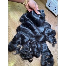 Real Unprocessed Raw Indonesian Hair Raw Raw Water Wave Hair Wavy Raw Hair Bone Straight Raw Human Hair for Factory Pricestyle: 1, color: 1 bundle water wave, Stretched Length: 28"