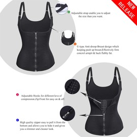 Eleady Women's Underbust Corset Waist Trainer Cincher Steel Boned Body Shaper Vest with Adjustable Straps (4XL, Black)