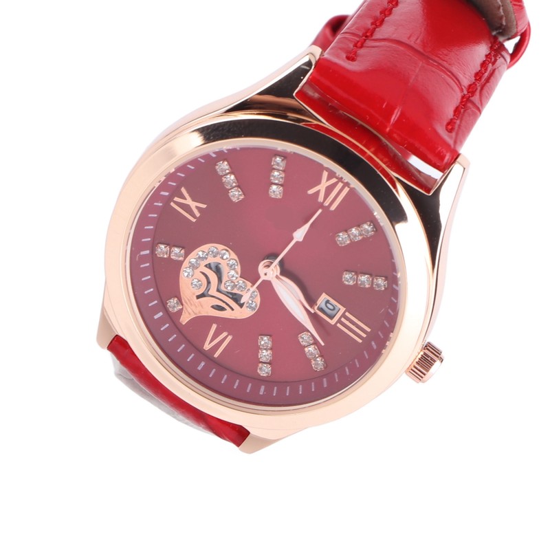 Women Watch Wine Red Mechanical Watch Luminous Waterproof Hollow Heart