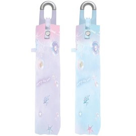 Ki-202 Folding Umbrella, Children, Kids, Hand Opening, Lightweight, Ribs, 19.7 inches (50 cm), Easy to Open and Close, Girls, Colorful Marine, purple