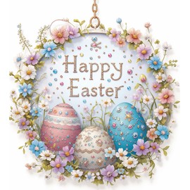 GOUOYANA Diamond Art Kits for Adults, Easter Egg 5D Diamond Painting Kits for Beginner DIY Gem Art Full Drill Diamond Dots Crystal Craft Kits for Home Wall Decor Gifts 14x14inch