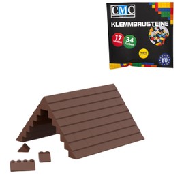 CMC imports 75 Building Blocks Roof Blocks Roof Building Blocks Nubs Roof Slopes Ridged Tile Mix 6 Different Colours (Brown/090)