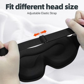 Aufondof Sleep Eye Mask, Blackout 3D Sleeping Mask, Zero Eye Pressure Eye Mask Super Lightweight & Silky Soft Eye for Sleeping, Fully Adjustable Fit for Home, Office, Traveling, Meditation, Yoga, Black