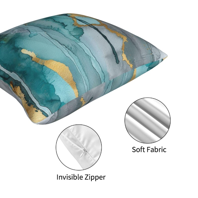 HOSTECCO Turquoise and Grey Cushion Covers 45x45 cm Pack of