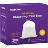 HygiCare Tall Kitchen Drawstring Trash Bags - 13 Gallons, 200