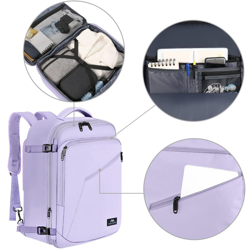 MATEIN Hand Luggage Backpack Airplane for Hand Luggage, light purple