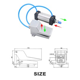 G1/4 2 Position 5 Way Pneumatic Foot Pedal,Foot Press Switch Pneumatic Pedal Switch Controller Pneumatic Valve 1/4 of Aluminum Alloy of Controling the Medium And Changes its Direction