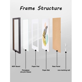 HOUSE DAY A4 Picture Frames, 1pcs Wooden Black Photo Frames for Wall Mount, Family Photos with Clear Perspex Sheet, A4 Wall Frame for Certificate Wedding Photo or Poster 29.7x21cm