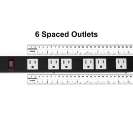 Opentron OT16063 Heavy Duty Metal Surge Protector Power Strip with Mounting Parts 6 White Outlets 3 Feet Power Cord