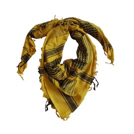 Retro Seventy2 Ladies Pure Cotton Shemagh Scarves Womens Winter Wrap Unisex Arab Scarf Keffiyeh Shawl (Yellow/Black)