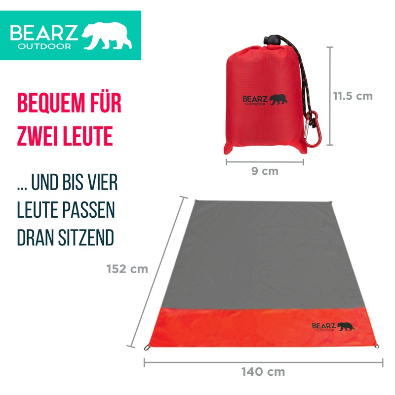 Bearz Outdoor, compact picnic blanket, beach blanket, waterproof blanket for