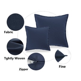 Adam Home Set of 4 Cotton Cushion Covers 20x20 Square Solid Colour Sofa Cushion covers with Zip Closure for Office,Car,Couch,Living Room,Bedroom Décor (Pack of 4, Navy Blue)