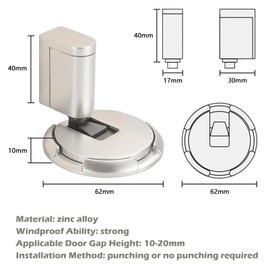 MUOVERN Mechanical Floor Door Stopper, Indoor Windproof Door Stopper, Adjustable Height Door Holder, Heavy Duty Door Stop with self-Adhesive and Screws for Home Bedroom Office Door (Silver)