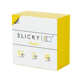 Slicky Notes 123987 Reusable Double Sided Notes: 3x3 Inch Glue Free, Static Charged, Dry Erasable, Slideable, Eco-Friendly Paper Pads in 6, 12, and 24 Pack, 6 Packs Yellow