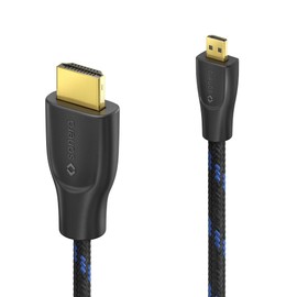 Sonero® 4K Micro HDMI auf HDMI-Kabel, Premium High Speed, 4K 60Hz, Micro HDMI Stecker auf HDMI Stecker, vergoldete Kontakte, zweifache Abschirmung, Baumwollmantel, 1,50m