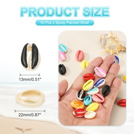 PATIKIL Cowrie Sea Shells, 10 Pcs Black, White Smooth Oval Seashells Beads Natural Cowrie Beach Shells Decoration Craft Bead for DIY Bracelet Jewelry Crafting