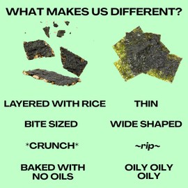 GEEM Seaweed Snacks – Korean Seaweed Chips with Rice Crisps & Sesame | Crunchy, Oil-Free Snack | Vegan, Non-GMO | Great for Kids & Adults | Variety 4-Pack