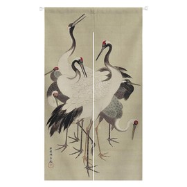 Ofat Home Japanese Noren Traditional Painting Flying Crane Doorway Curtain Tapestry, Wall Hanging for Kitchen Bathroom Bistro Partition Shading Bedroom Decoration, Customizable, 33.5X 59 in