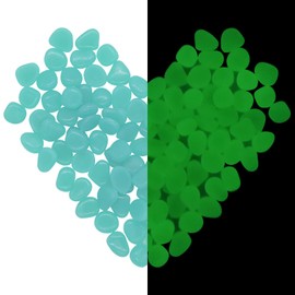 HMIEPRS 1000Pcs Glow Pebble Stones, Glow in the Dark Pebbles, Luminous Gravel, Glowing Decorative Cobblestones, Resin Rocks for Outdoor Garden Aquariums Walkways Fish Tank Decoration (Green, 0.8-1cm)