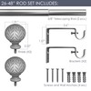 Hermosa 26-48 Inch Adjustable Curtain Rod Set, 5/8 Inch Diameter