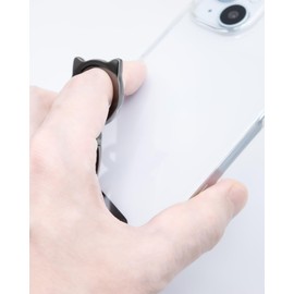 ZUKOU Cute Cat Ear Smartphone Ring Paw Strap Holder Black Stainless Steel Tear Resistant Sturdy