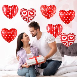 Chitidr 12 Pcs 12'' Valentine's Day Inflatable Heart Outdoor Decorations Large Valentines Heart Inflatable Hanging Ornaments PVC Inflatable Heart Outdoor Yard Decorations for Wedding Anniversary