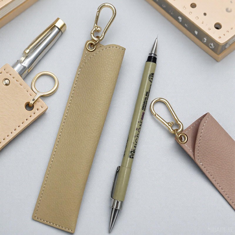 Pen Case, Cow Leather, Single Insert, Pen Holder, Slim, Simple,