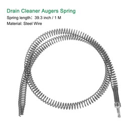 sourcing map 1 Pcs Drain Clog Remover 39.3 inch 1 M 16mm Thick, Drain Augers Hair Remover Spring Cable with Electric Drill Connector, Plumbing Snake for Kitchen Sink, Bathtub Drain Toilet