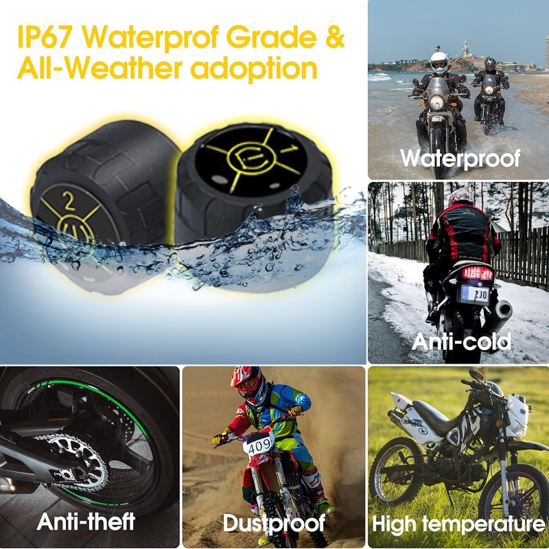 Motorcycle Tire Pressure Monitoring System, Wireless TPMS Tire Pressure and