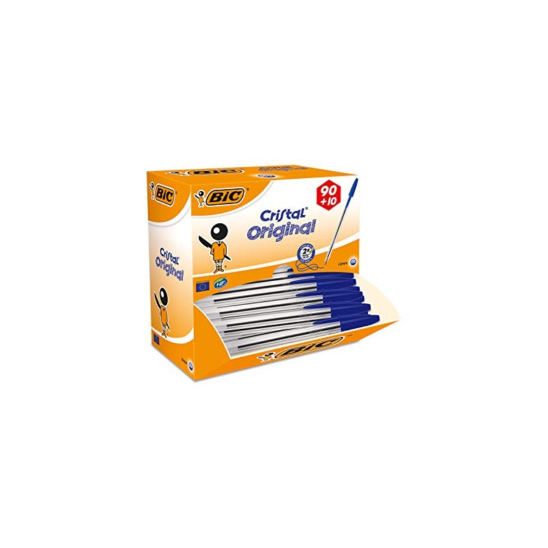 Bic Cristal Medium Ballpoint Pen Blue [Pack of 100]