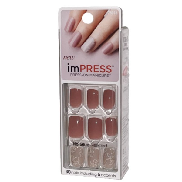 Impress Kiss ImPress BIPD051W02 - Uñas cortas de manicura a presión (uñas decorativas florales) 30 unidades (paquete de 1)