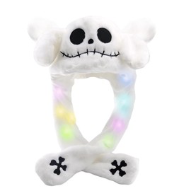 Anyingkai Wiggle Ear Hat with LED, Hat with Movable Ears, Hat with Wiggle Ears, LED Luminous Ears, LED Hats, Christmas Party, Fancy Dress and Cosplay (White Cat)