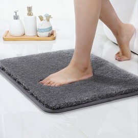 COSY HOMEER Badematte rutschfest Waschbar, Badteppich, Maschinenwaschbar Badvorleger rutschfest Waschbar für Dusche, Badezimmerteppichund Badezimmer (40 x 60cm, Dunkelgrau)
