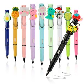 CXRYLZ 10PCS Infinity Pencil, Inkless Everlasting Pencils with Rubbers, Kawaii Reusable Forever Pencil with 10Pcs Replaceable Nibs, Unlimited Writing Magic Pencils for Student Artist Writing Drawing