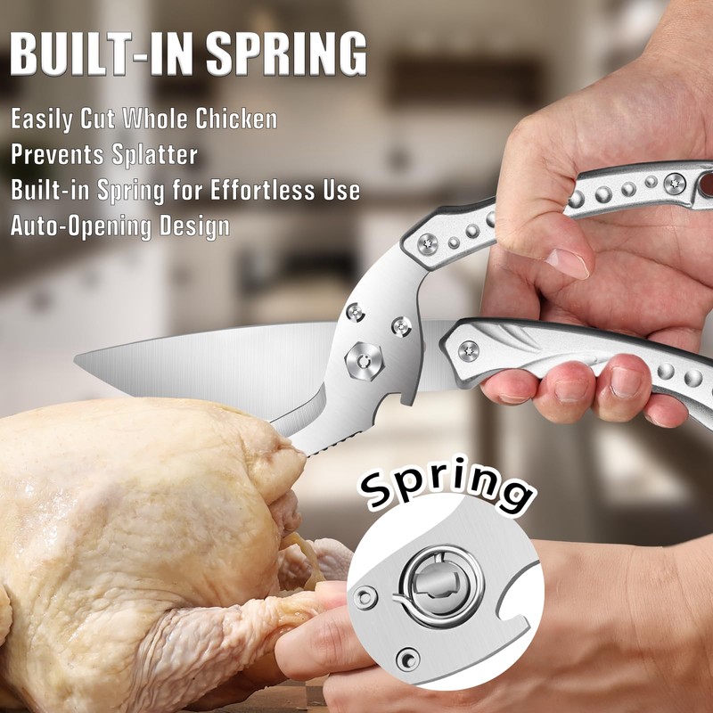 GladJoJoY Heavy Duty Poultry Shears – Effortless Chicken Cutting, Bone