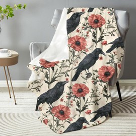 dhakalrlde Funny Crow Throw Blanket - Plush, Soft, Comfy, Lightweight, Warm, Fuzzy, Anti-Pilling Flannel Blanket for Women & Men - Ideal for Couch, Travel, Bed, Office, Outdoor 50in×40in