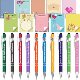 Spiareal 20 Pcs Nurse Appreciation Gifts Set Pens Sticky Notes Motivational Ballpoint Inspirational Notepads Journal Bulk for Teachers Nurse Coworkers Office Christmas Gift Supply